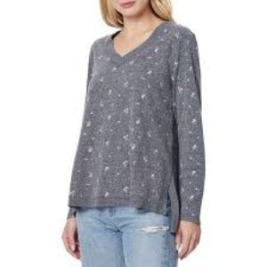 C&C CALIFORNIA Jasper Knit Floral Pullover Sweater Gray Women’s Size Large